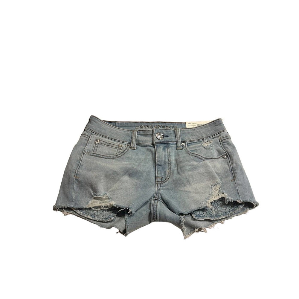 American Eagle Outfitters Size 0 Distressed Cut Off Denim Shorts Super Stretch